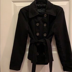 Black short pea coat style jacket